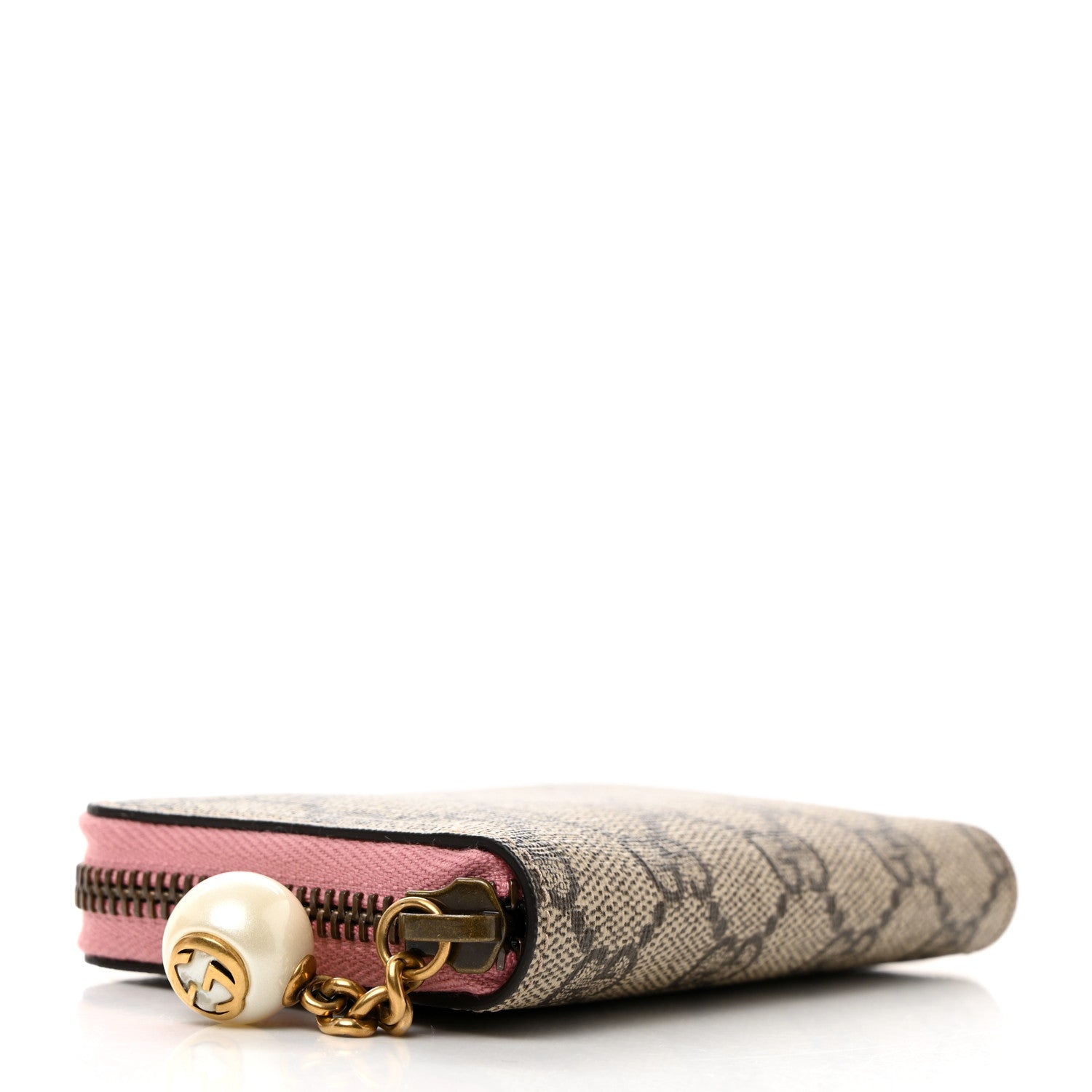 Gucci GG Supreme Monogram Pearl Zip Around Card Case Pink 4 of 7