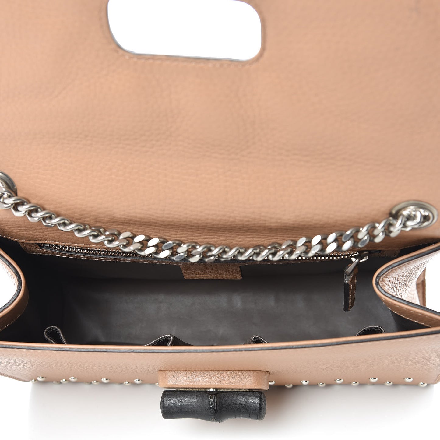 Calfskin Studded Medium Miss Bamboo Shoulder Bag Camelia