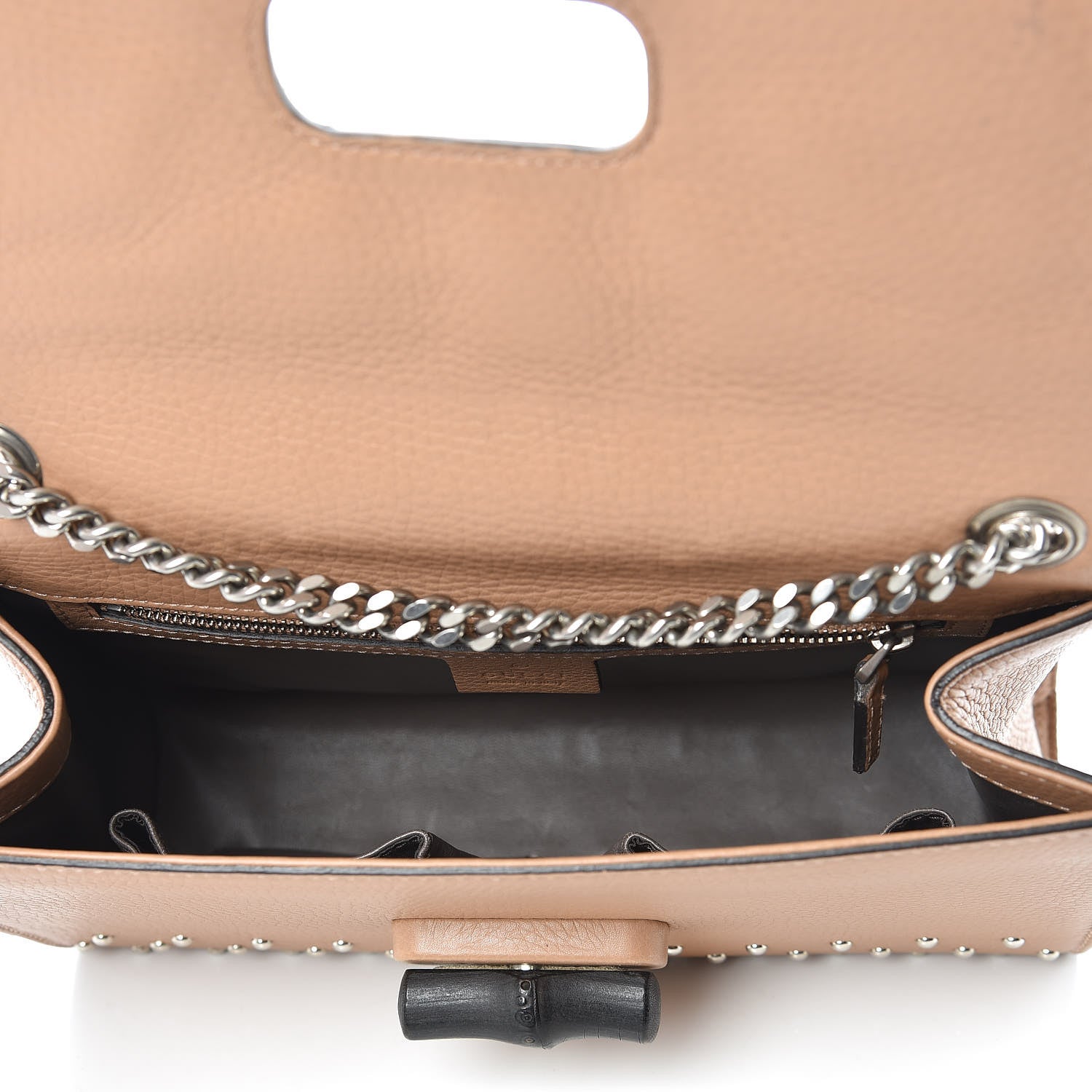 Gucci Calfskin Studded Medium Miss Bamboo Shoulder Bag Camelia 7 of 9