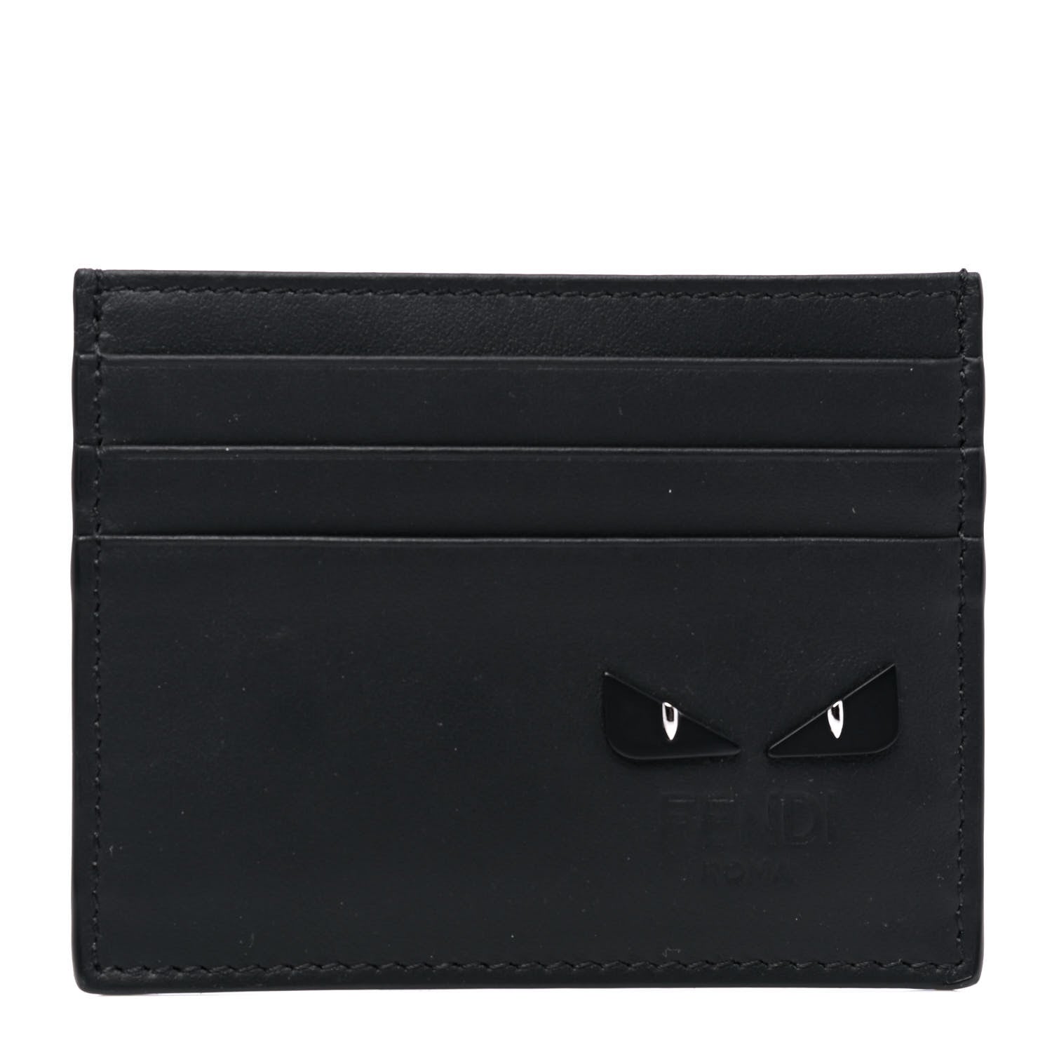 Fendi Vitello Century Mini Bug Eyes Card Holder Black 1 of 5