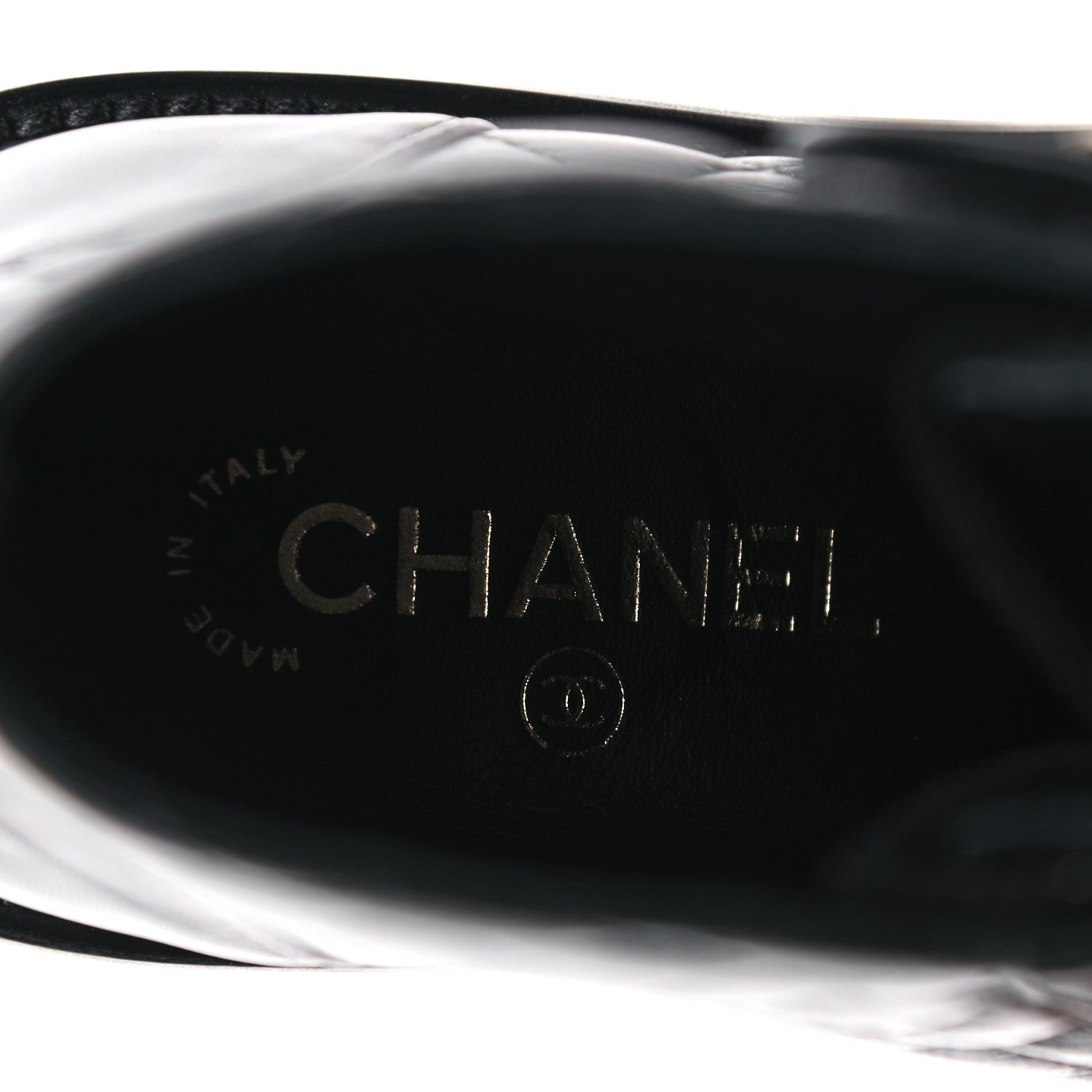 Chanel Shiny Lambskin Quilted Lace Up Combat Boots 36.5 Black 6 of 9