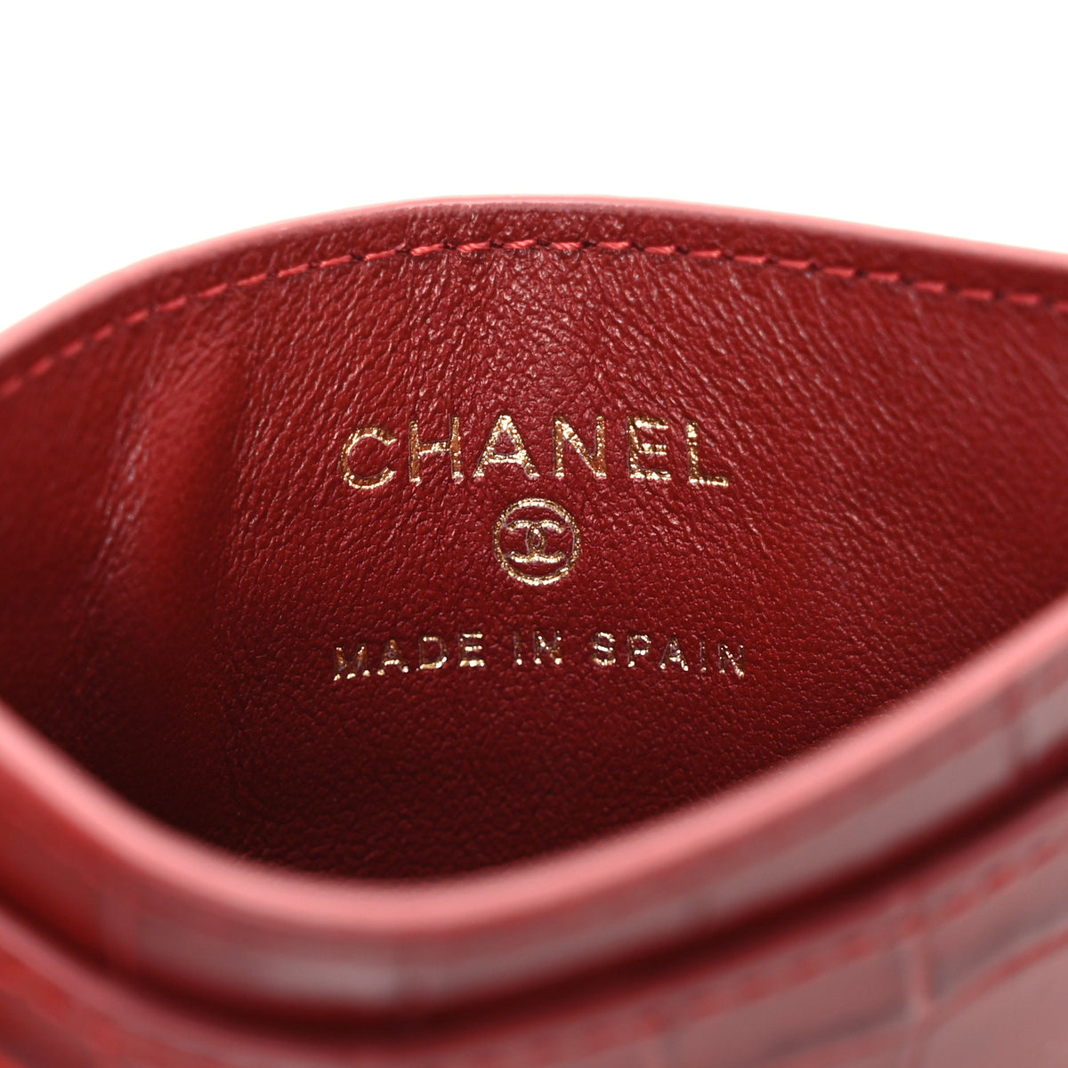 Chanel Calfskin Crocodile Embossed Crococo Card Holder Burgundy 6 of 9