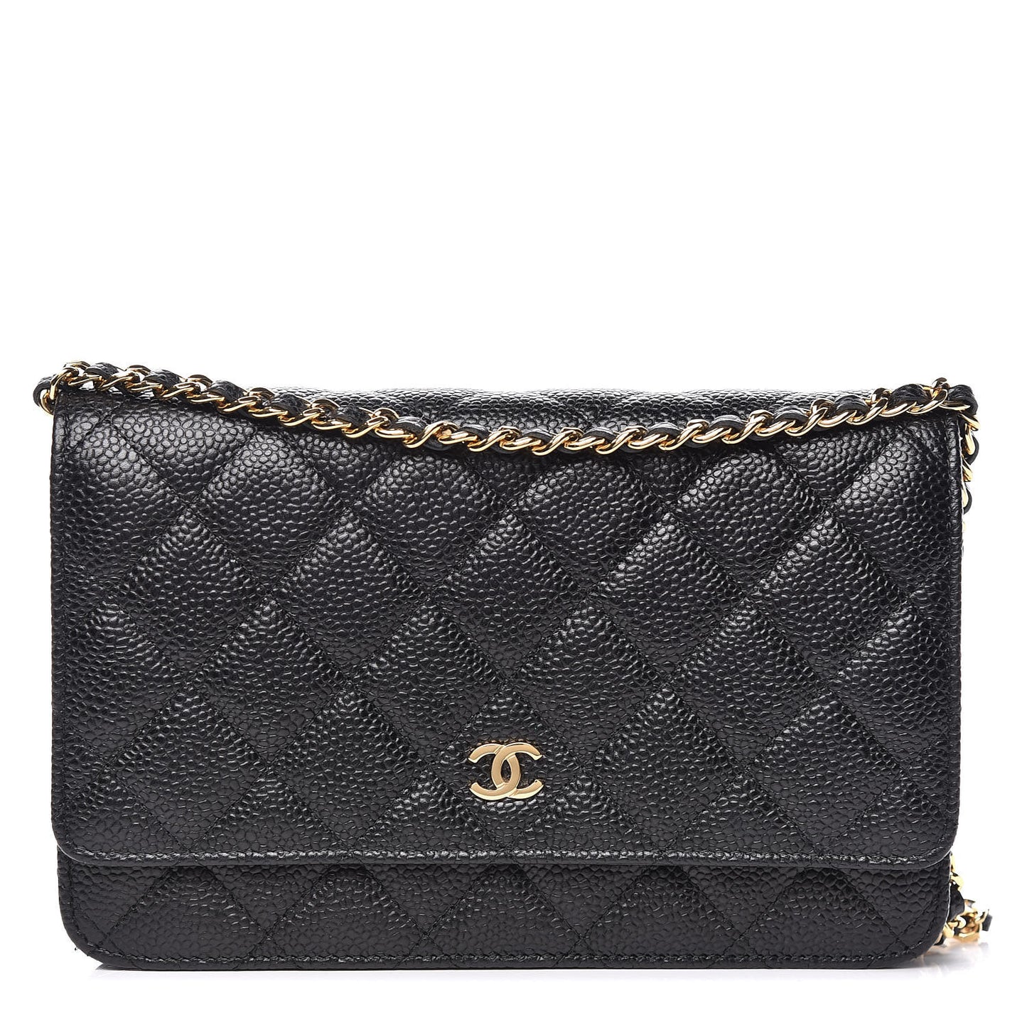 Caviar Quilted Wallet On Chain WOC Black