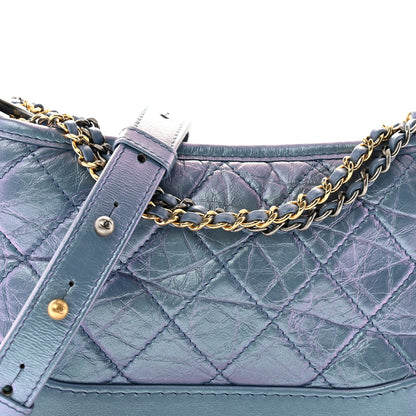 Chanel Iridescent Aged Calfskin Quilted Small Gabrielle Hobo Blue 8 of 11
