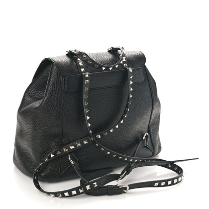 Valentino Garavani Pebbled Calfskin Rockstud Double Pocket Backpack Black 2 of 8
