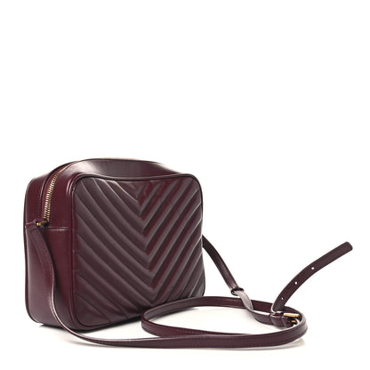 Saint Laurent Calfskin Matelasse Monogram Lou Camera Bag Dark Legion Red 3 of 9