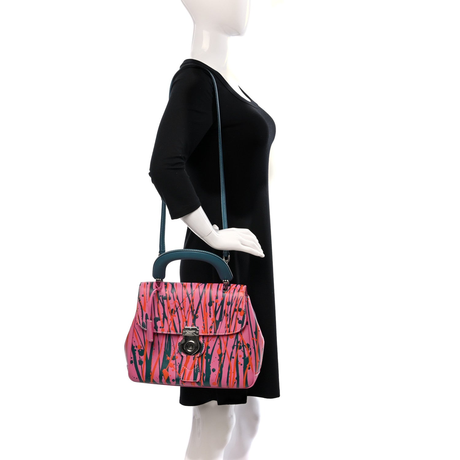 Burberry Trench Calfskin Splash Print Medium DK88 Top Handle Bag Rose 2 of 15