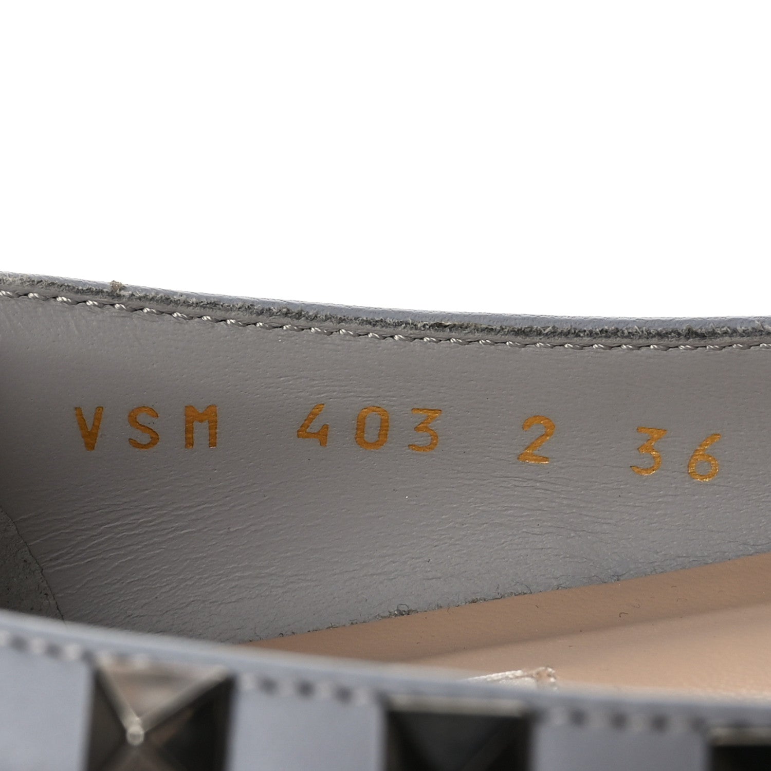 Valentino Garavani Pebbled Calfskin Rockstud Ballerina Flats 36 Pastel Grey 6 of 8