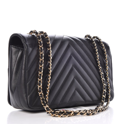 Chanel Calfskin Chevron Quilted Statement Flap Black 4 of 8