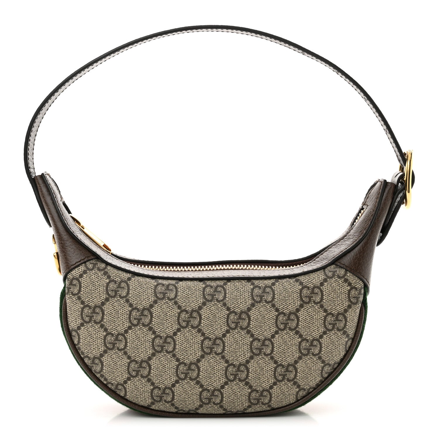 Gucci GG Supreme Monogram Textured Calfskin Web Mini Ophidia Half Moon Hobo Beige Ebony New Acero 1 of 10