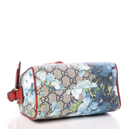 Gucci GG Supreme Monogram Blooms Mini Boston Navy Blue Hibiscus 4 of 9