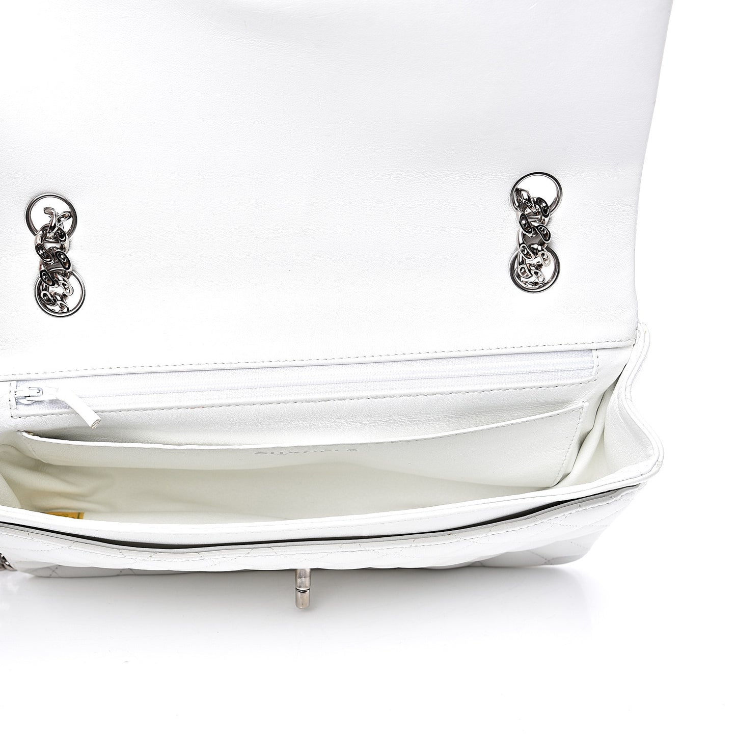 Lambskin Quilted Medium Single Flap White
