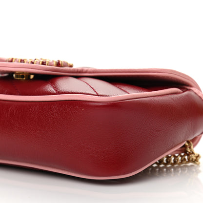 Gucci Azalea Calfskin Enamel Matelasse Diagonal Super Mini Torchon GG Marmont Shoulder Bag New Cherry Red Wild Rose 10 of 11