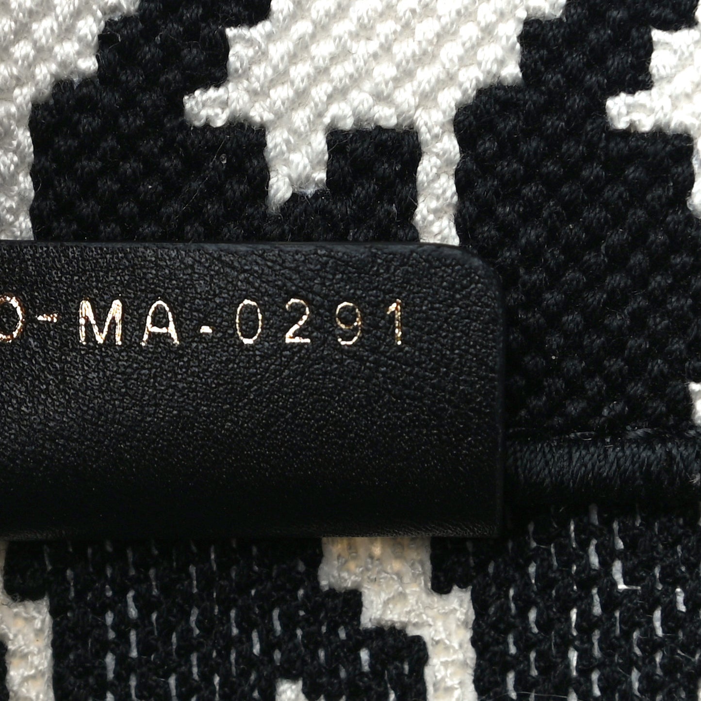 Canvas Macro Houndstooth Embroidered Medium Book Tote Black White