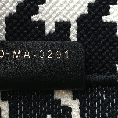 Christian Dior Canvas Macro Houndstooth Embroidered Medium Book Tote Black White 7 of 9