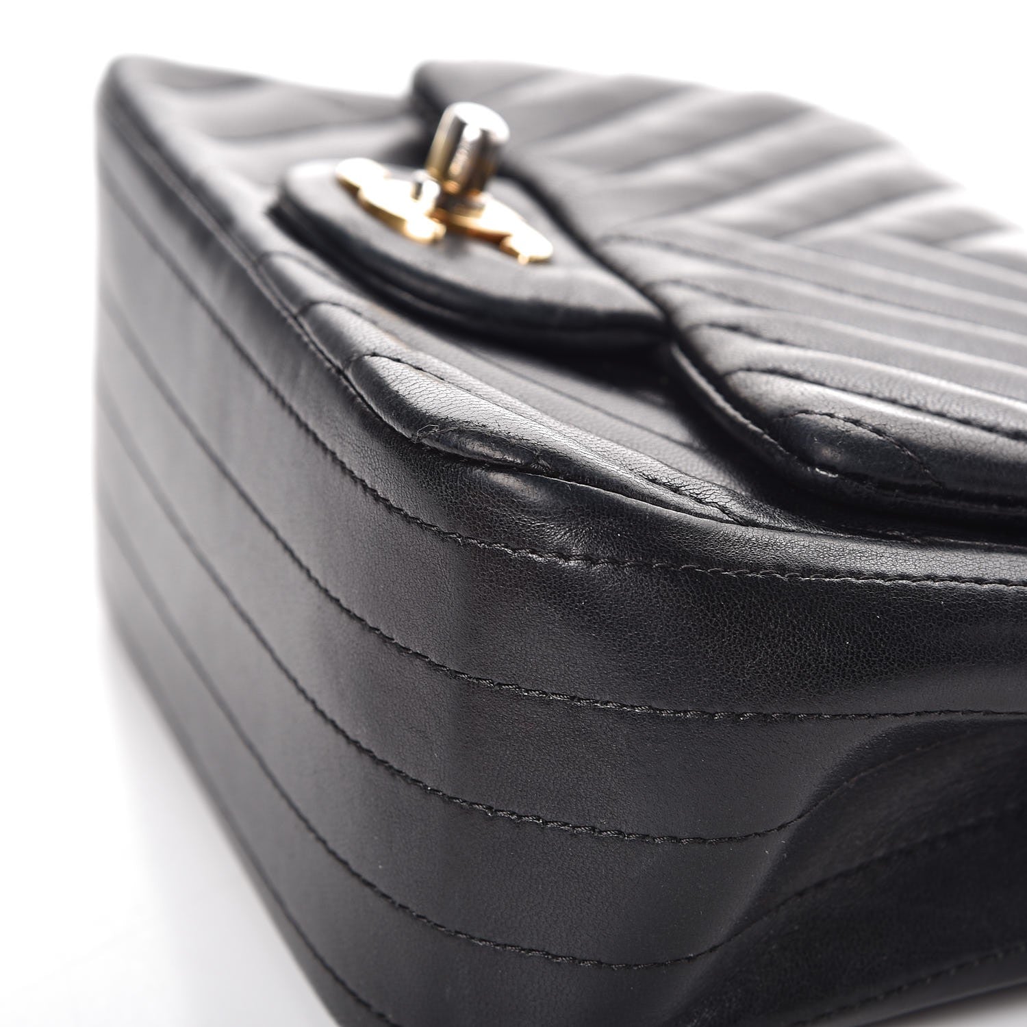 Chanel Lambskin Chevron Quilted Mini Square Flap Black 9 of 15