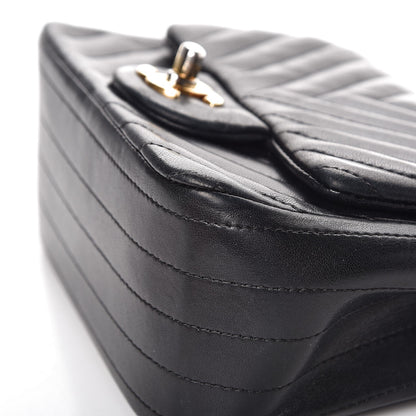 Chanel Lambskin Chevron Quilted Mini Square Flap Black 9 of 15