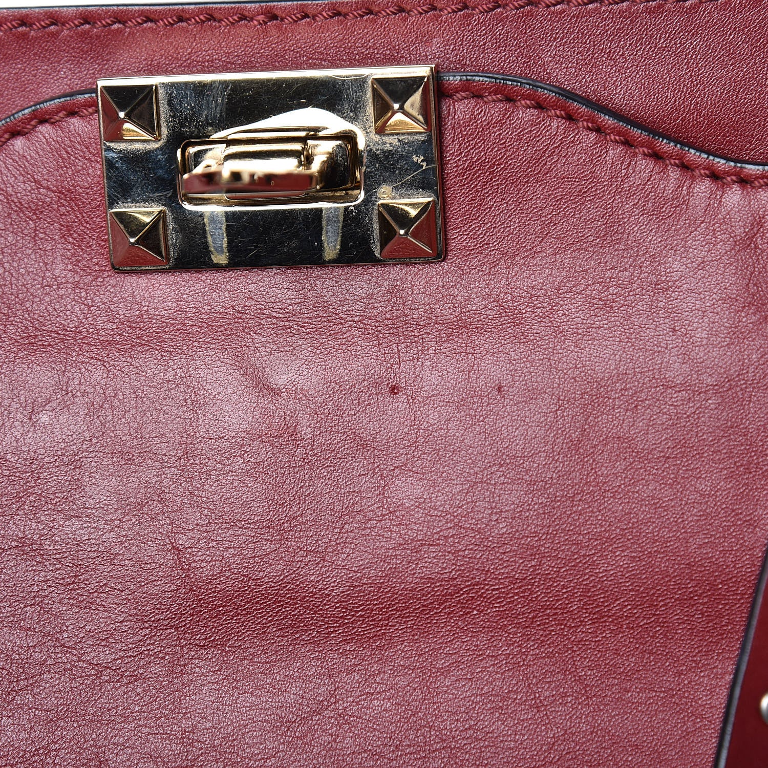 Valentino Garavani Vitello Medium Rockstud Tote Dark Red 12 of 15