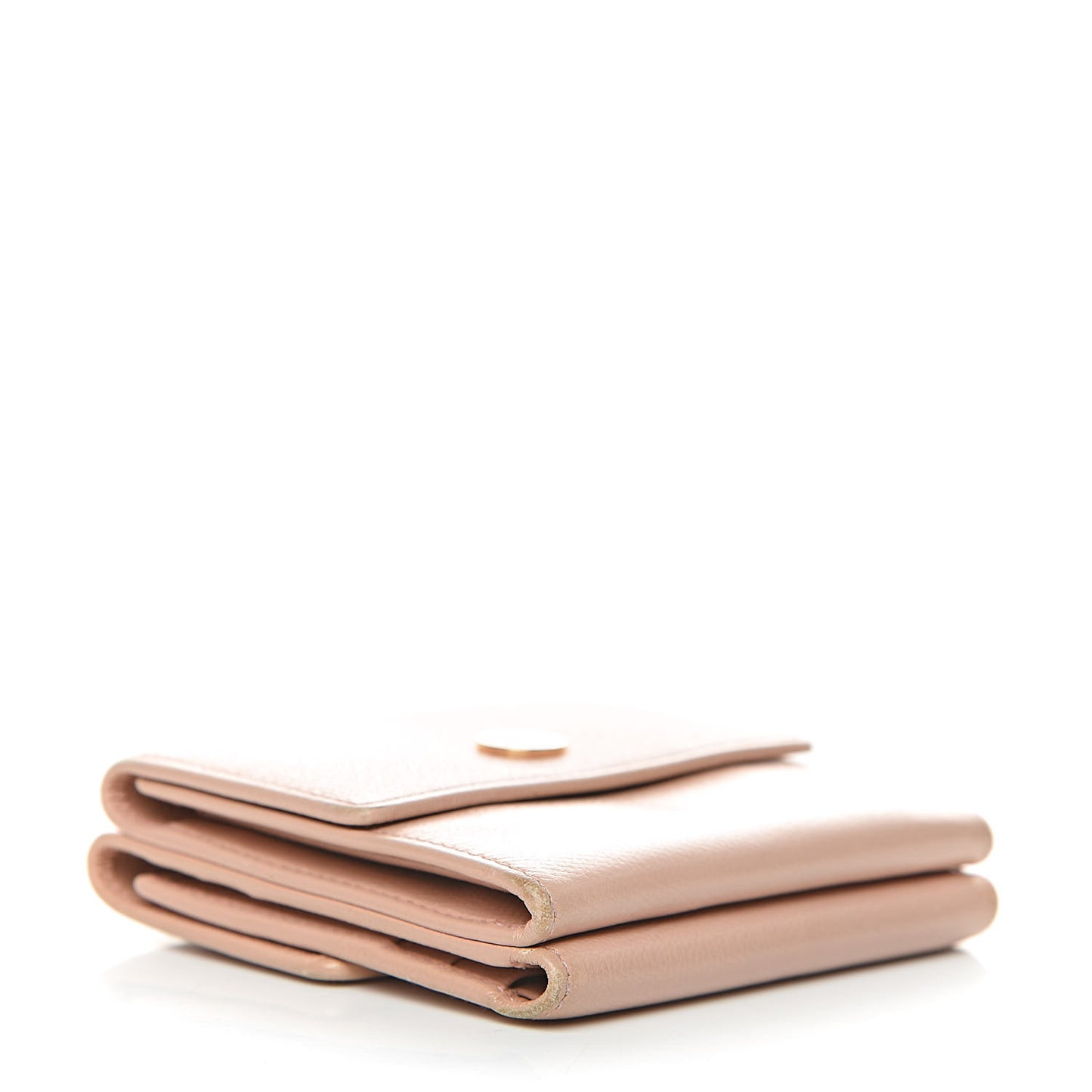 Grained Calfskin CC Button Compact Wallet Pink