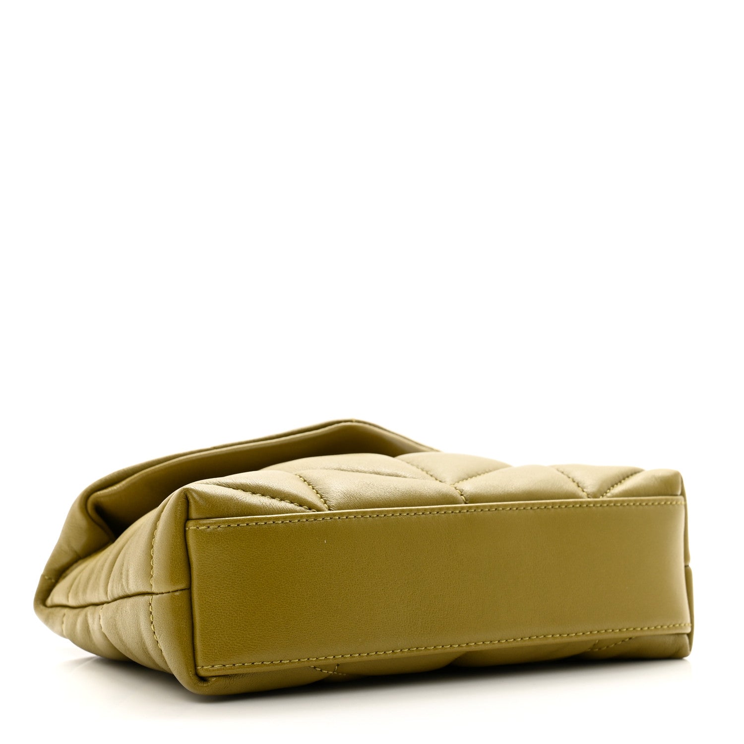 Saint Laurent Lambskin Monogram Loulou Puffer Pouch Clutch Olive 4 of 8