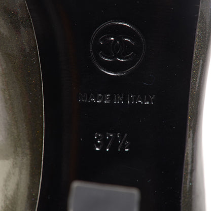 Chanel Patent Calfskin Cap Toe CC Pumps 37.5 Dark Silver 6 of 7