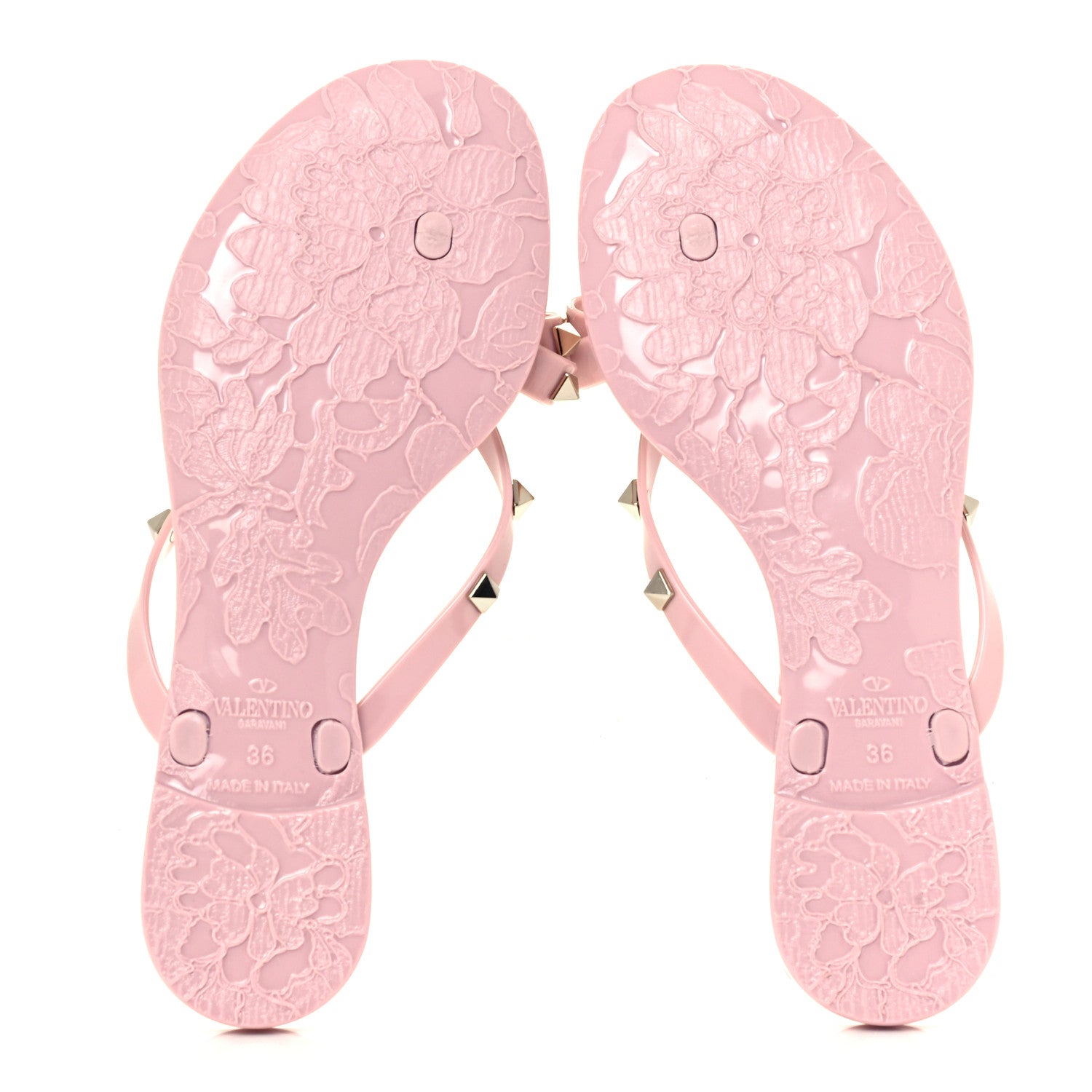 Valentino Garavani PVC Jelly Rockstud Bow Thong Sandals 36 Water Rose 7 of 10