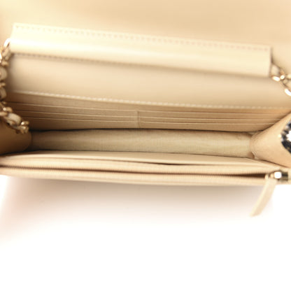 Chanel Tweed Shearling Quilted Wallet On Chain WOC Beige Black 5 of 12
