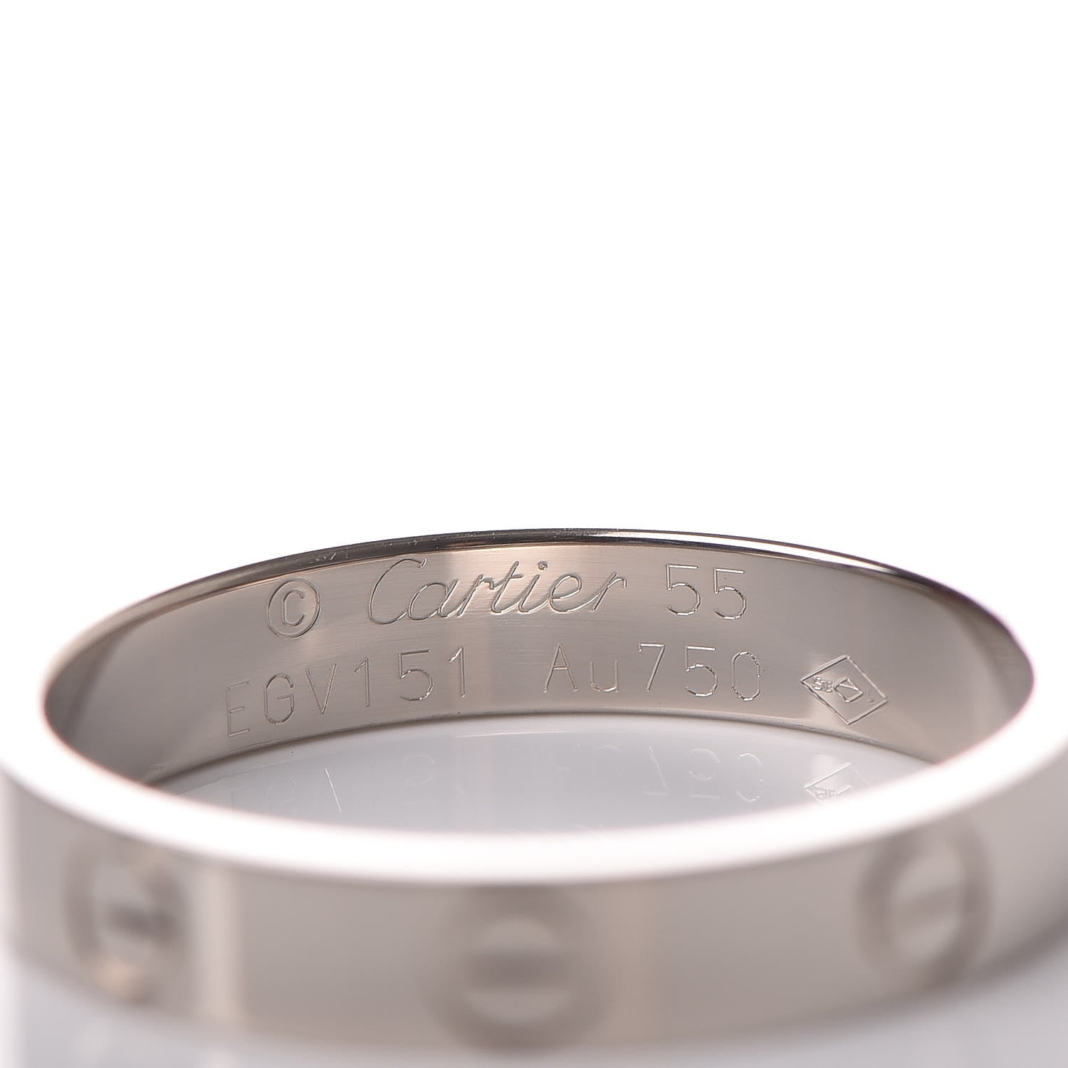 Cartier 18K White Gold 3.5mm LOVE Wedding Band Ring 55 7.25 4 of 5