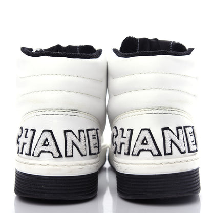 Chanel Calfskin Womens Logo High Top Sneakers 40.5 Black White 7 of 12