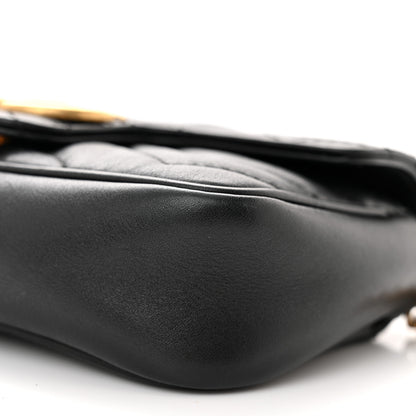 Gucci Calfskin Matelasse Super Mini GG Marmont Shoulder Bag Black 10 of 11