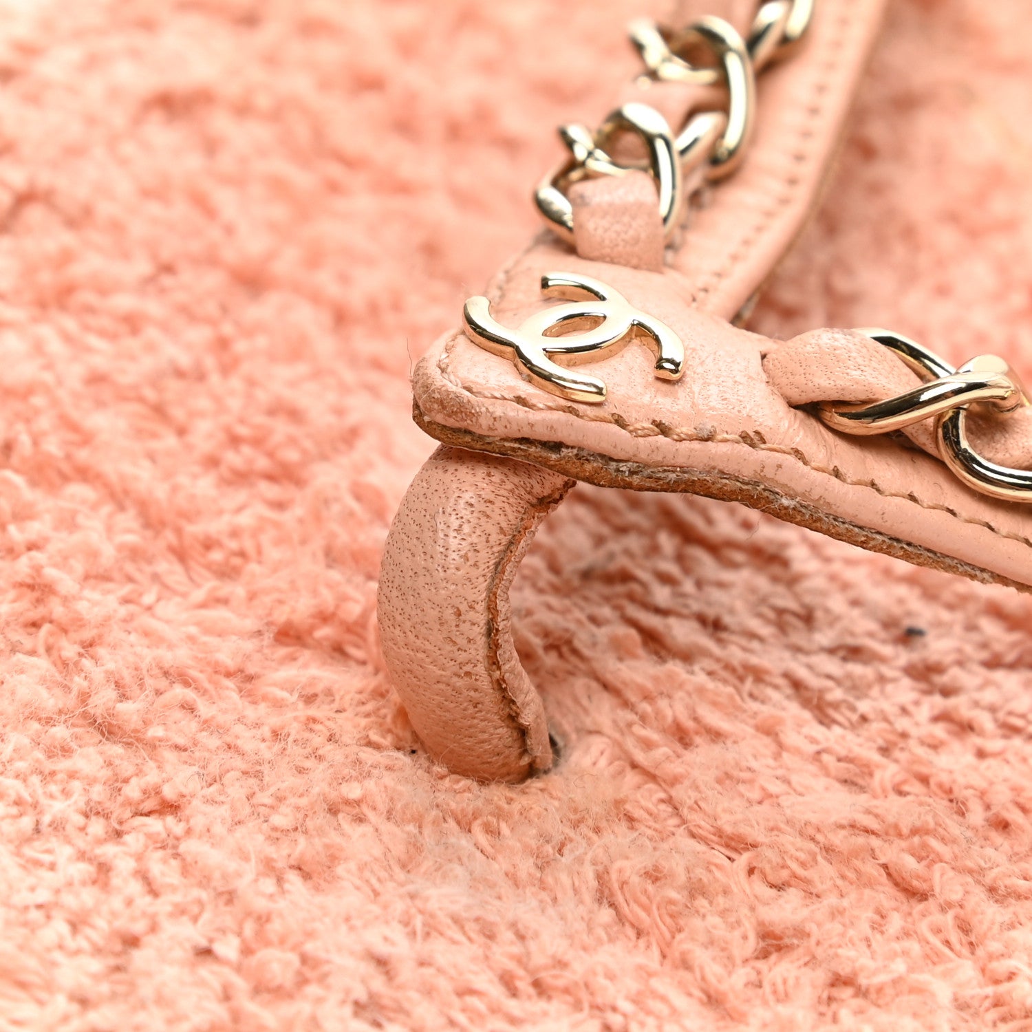 Chanel Calfskin CC Chain Thong Sandals 37 Pink 9 of 10