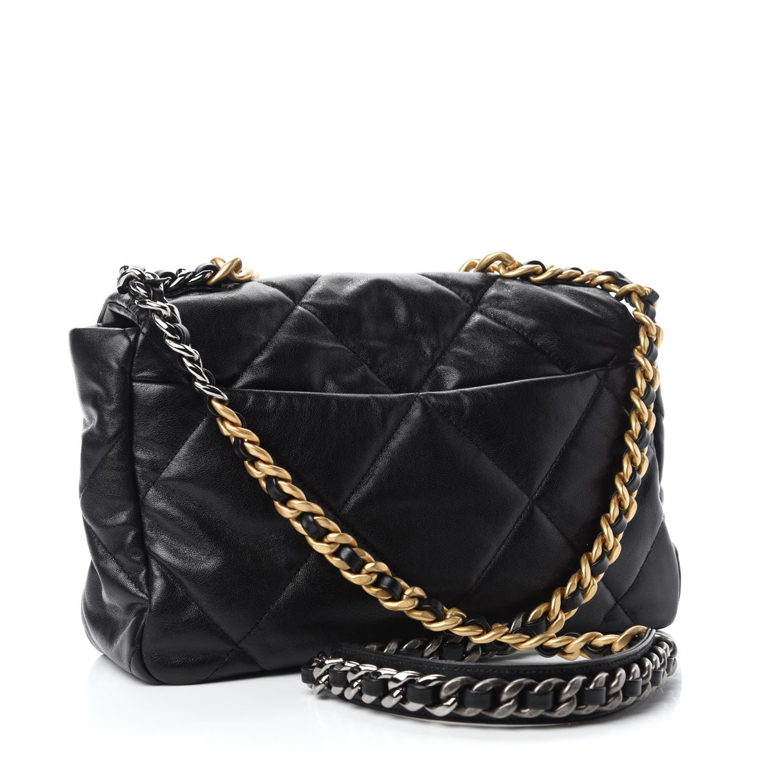 Chanel Shiny Goatskin Quilted Large Chanel 19 Flap Black 3 of 10