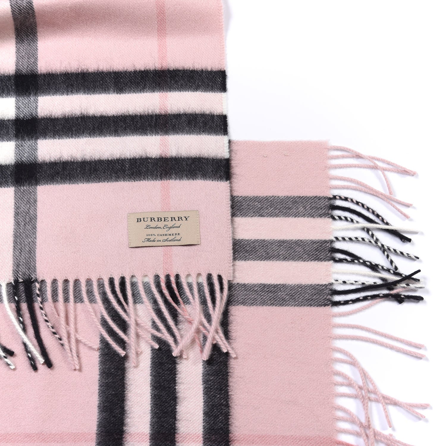Burberry Cashmere Giant Icon Check Fringe Scarf Ash Rose 6 of 7