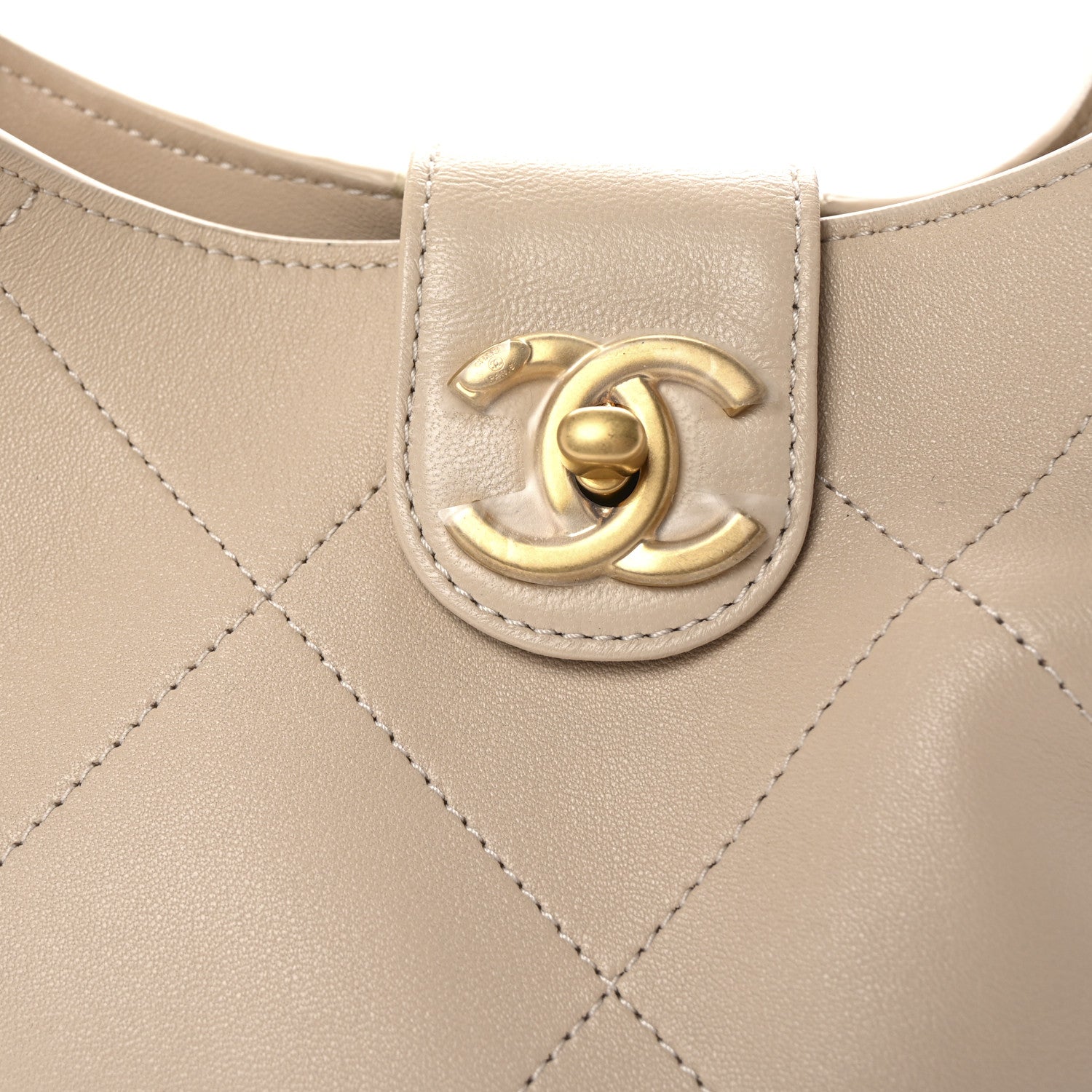 Chanel Shiny Lambskin Quilted Small Hobo Beige 8 of 11
