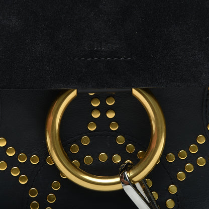 Chloe Calfskin Suede Studded Medium Faye Shoulder Bag Black 9 of 9