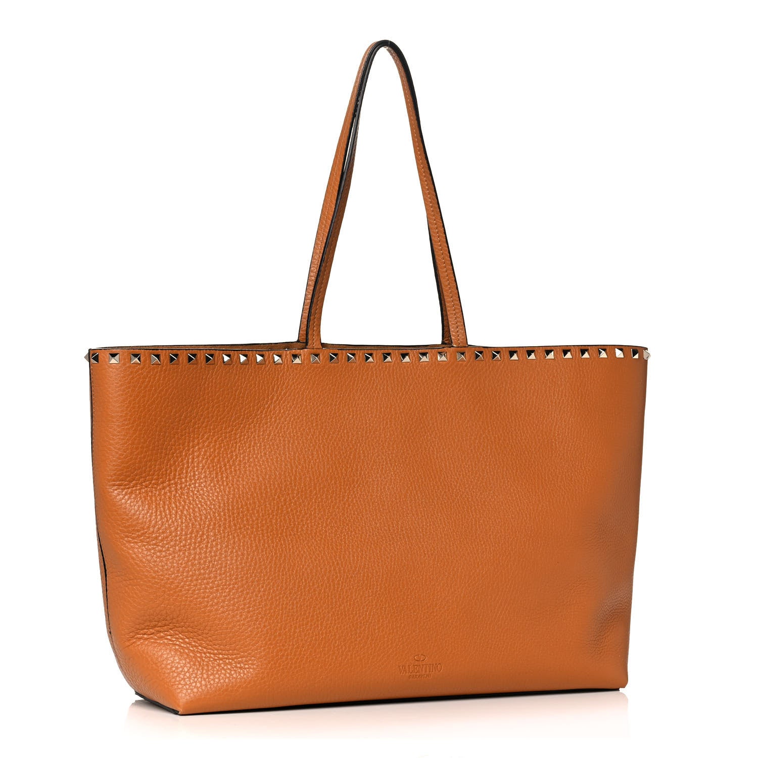 Valentino Garavani Grained Calfskin Rockstud Shoulder Tote Tan 2 of 11