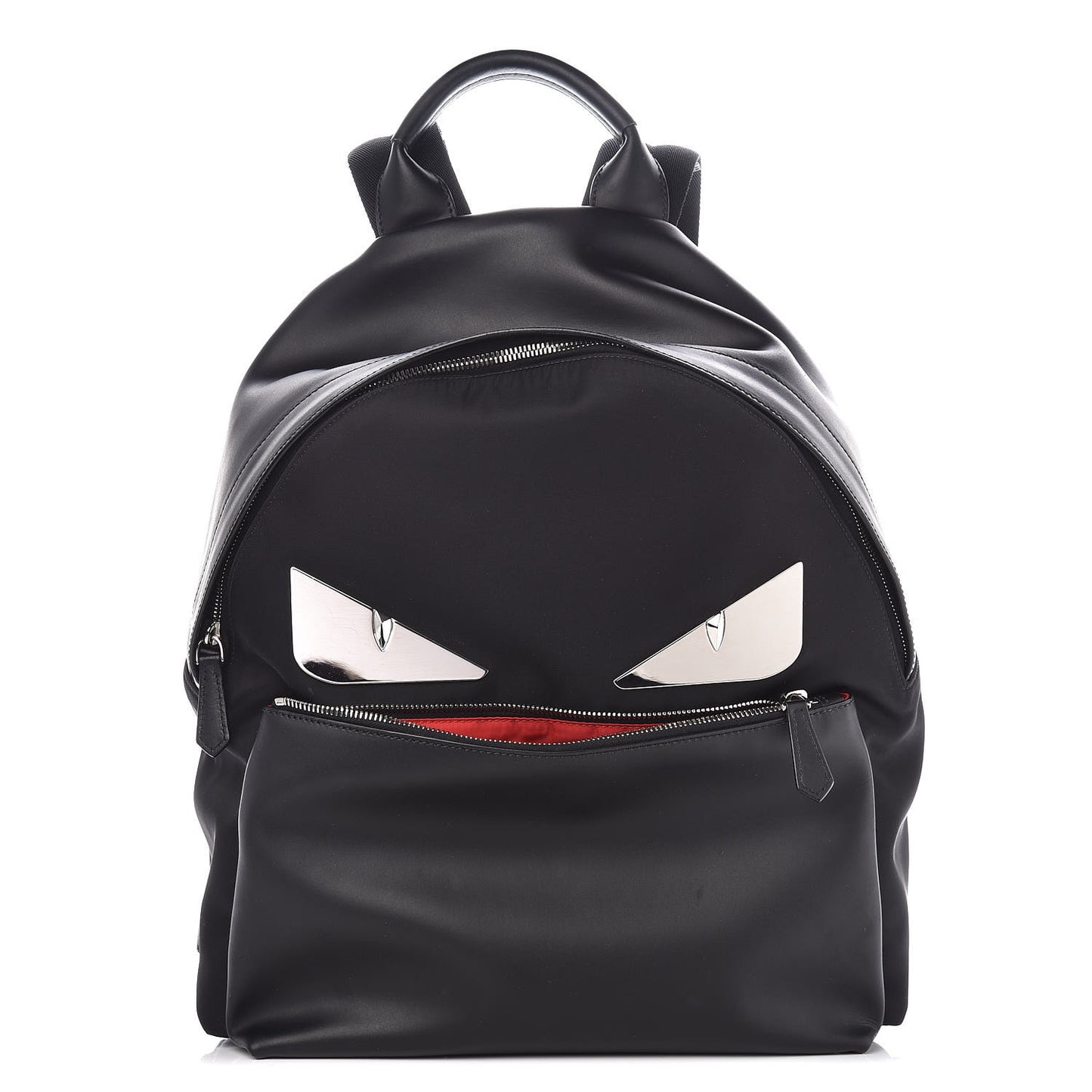 Nylon Vitello Liberty Metal Monster Eyes Rounded Backpack Black