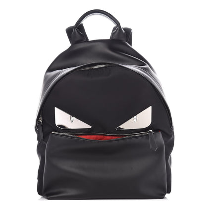 Fendi Nylon Vitello Liberty Metal Monster Eyes Rounded Backpack Black 1 of 9