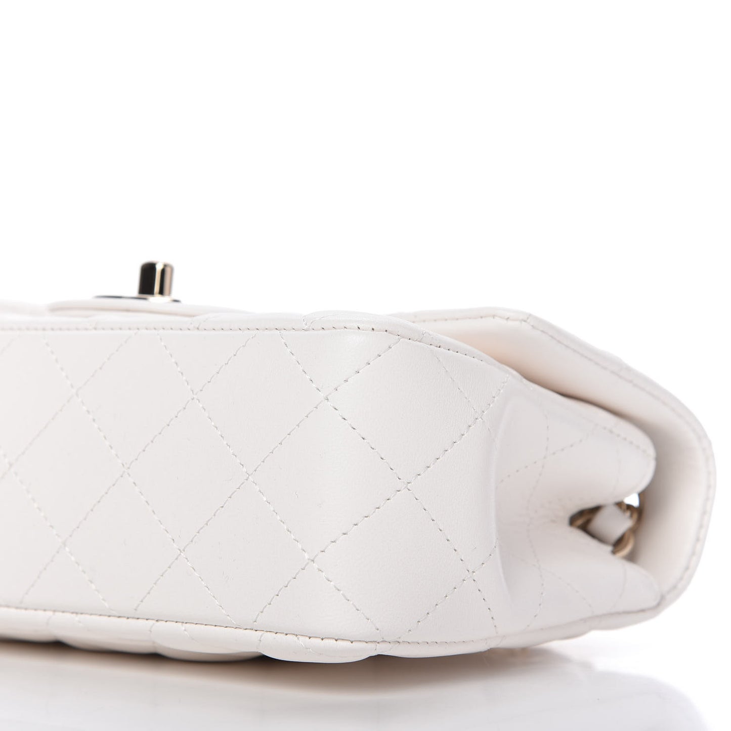 Lambskin Quilted Mini Rectangular Flap White