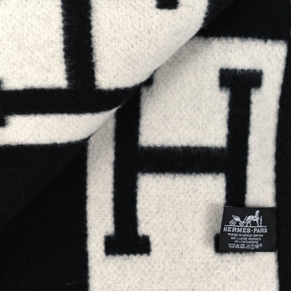 Hermes Wool Cashmere Avalon III Blanket Ecru Black 3 of 3