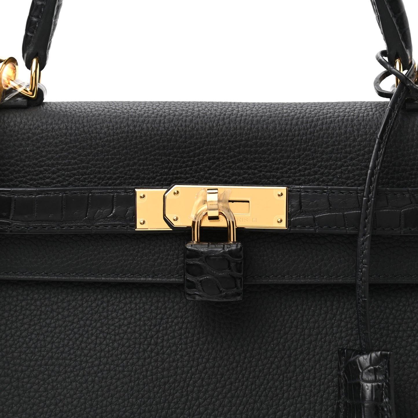 Togo Matte Porosus Crocodile Kelly Retourne Touch 28 Black