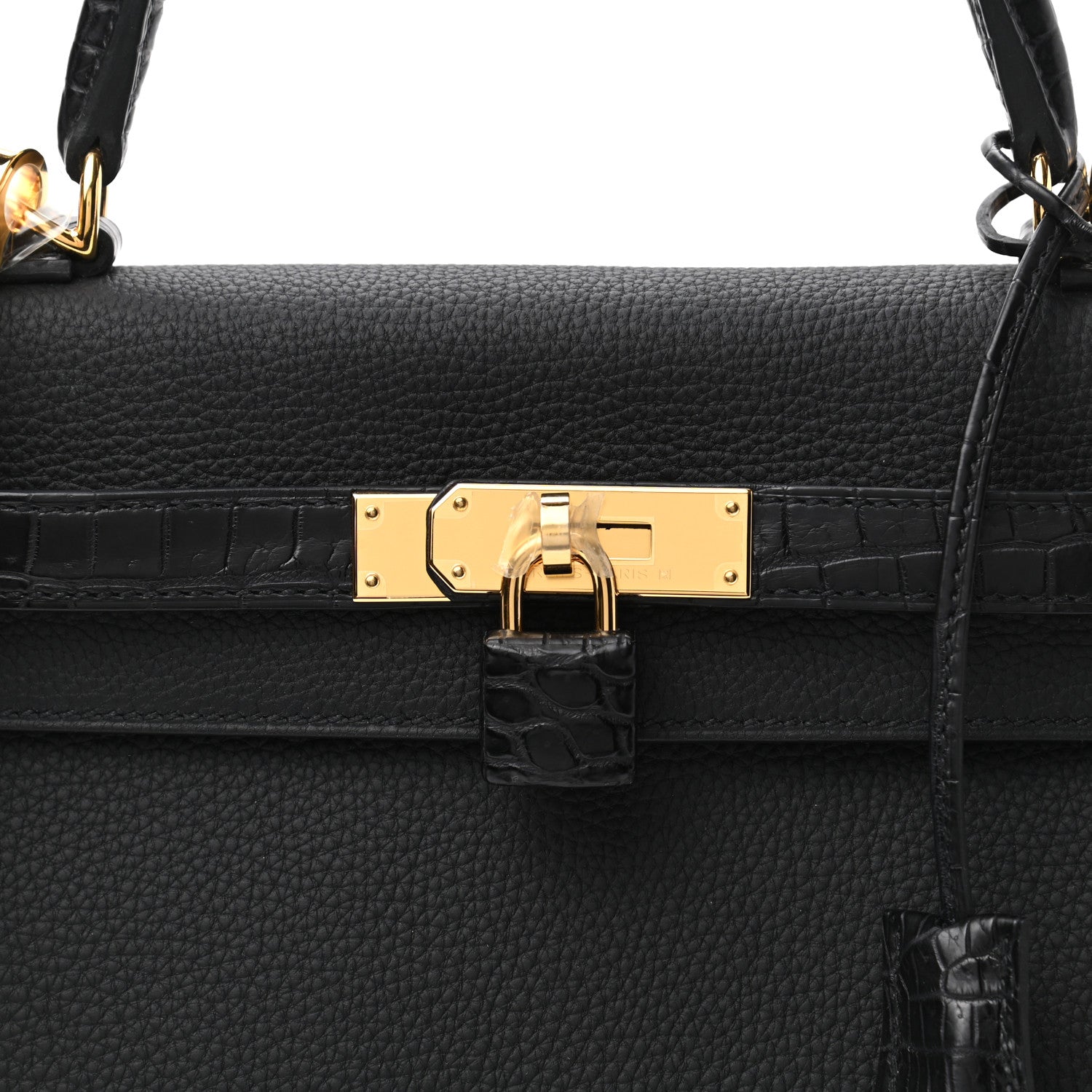 Hermes Togo Matte Porosus Crocodile Kelly Retourne Touch 28 Black 8 of 10