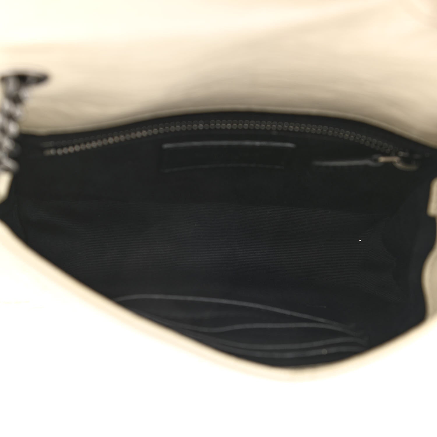 Saint Laurent Crinkled Calfskin Matelasse Monogram Niki Chain Wallet Crema Soft 9 of 14