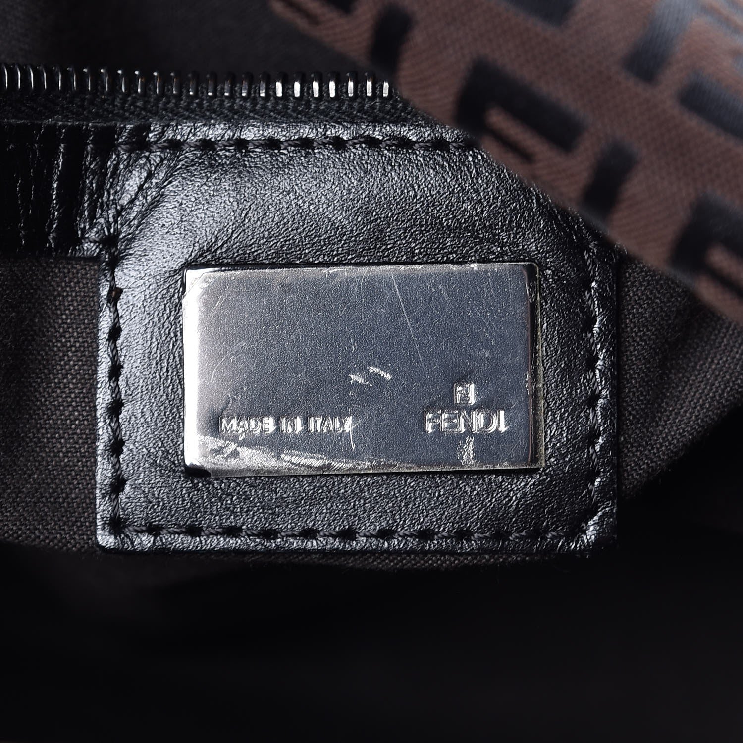 Fendi Zucchino Vitello Mama Baguette Black Moro 6 of 7