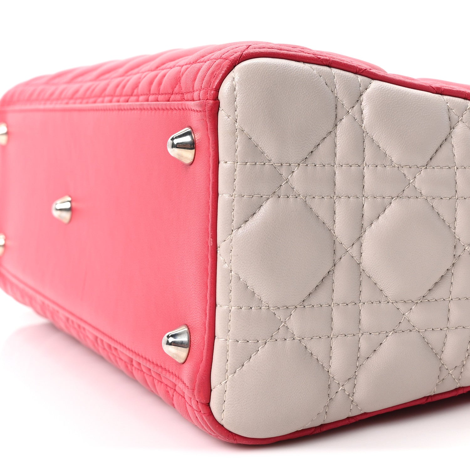 バッグ Lady Dior Christian Dior Lambskin Cannage Large Bi-Color Lady Dior Coral