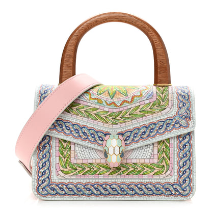 Bulgari X CASABLANCA Soft Grain Calfskin Mosaic Printed Serpenti Forever Top Handle Dusty Pink Multicolor 1 of 11