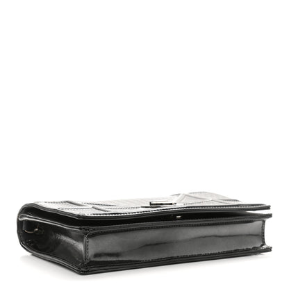 Christian Dior Metallic Patent Micro-Cannage Diorama Wallet on Chain Pouch Black 4 of 10