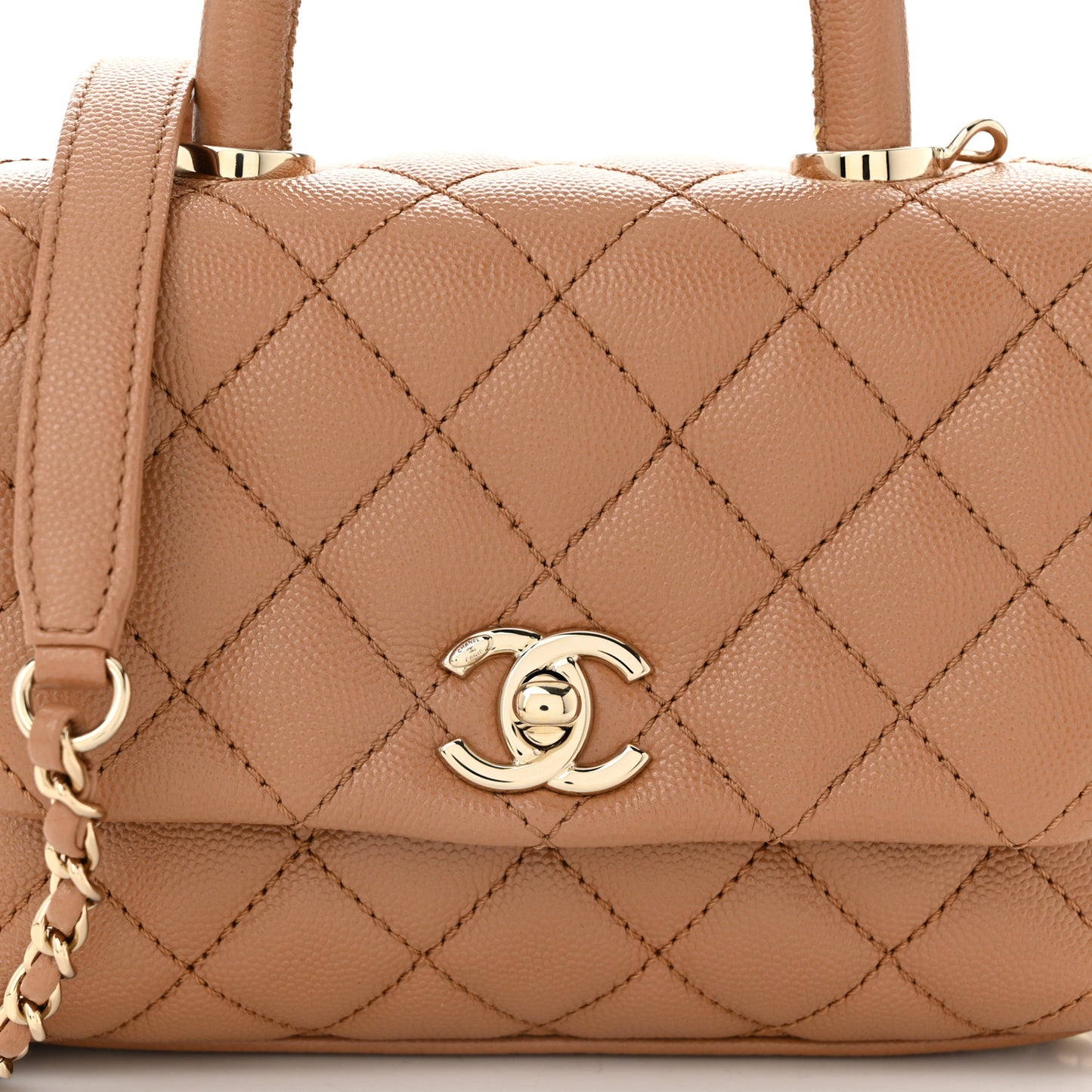 Caviar Quilted Extra Mini Coco Handle Flap Brown