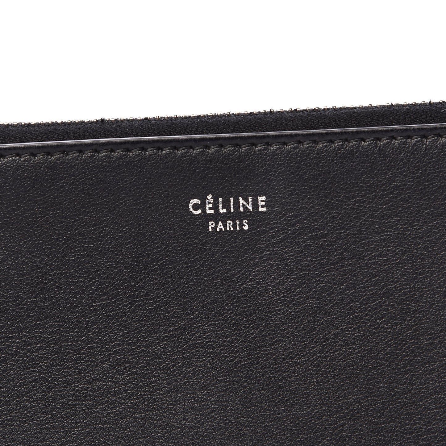 Laminated Lambskin Bi-Color Solo Clutch Pouch Black Silver