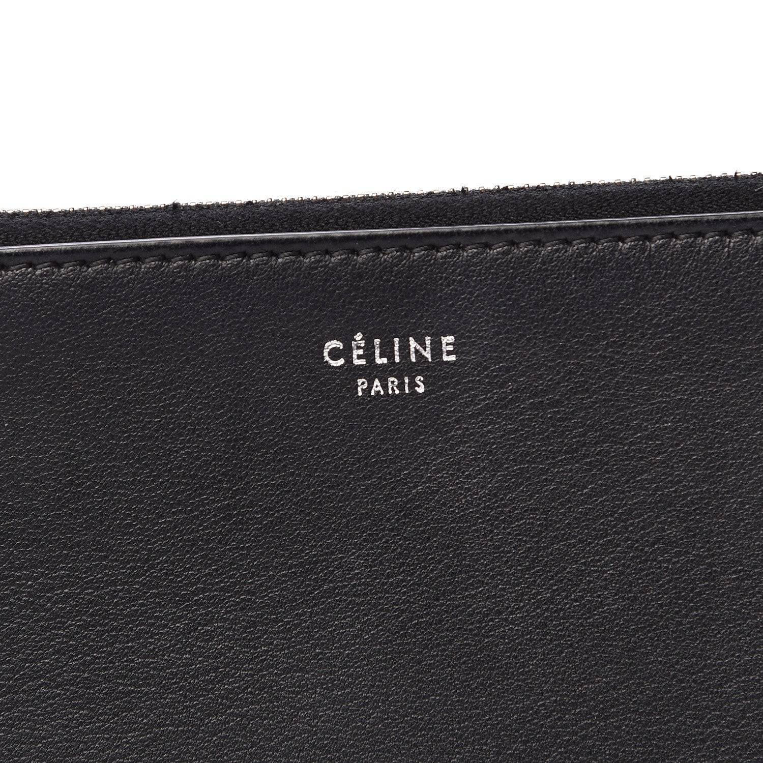 Celine Laminated Lambskin Bi-Color Solo Clutch Pouch Black Silver 6 of 12